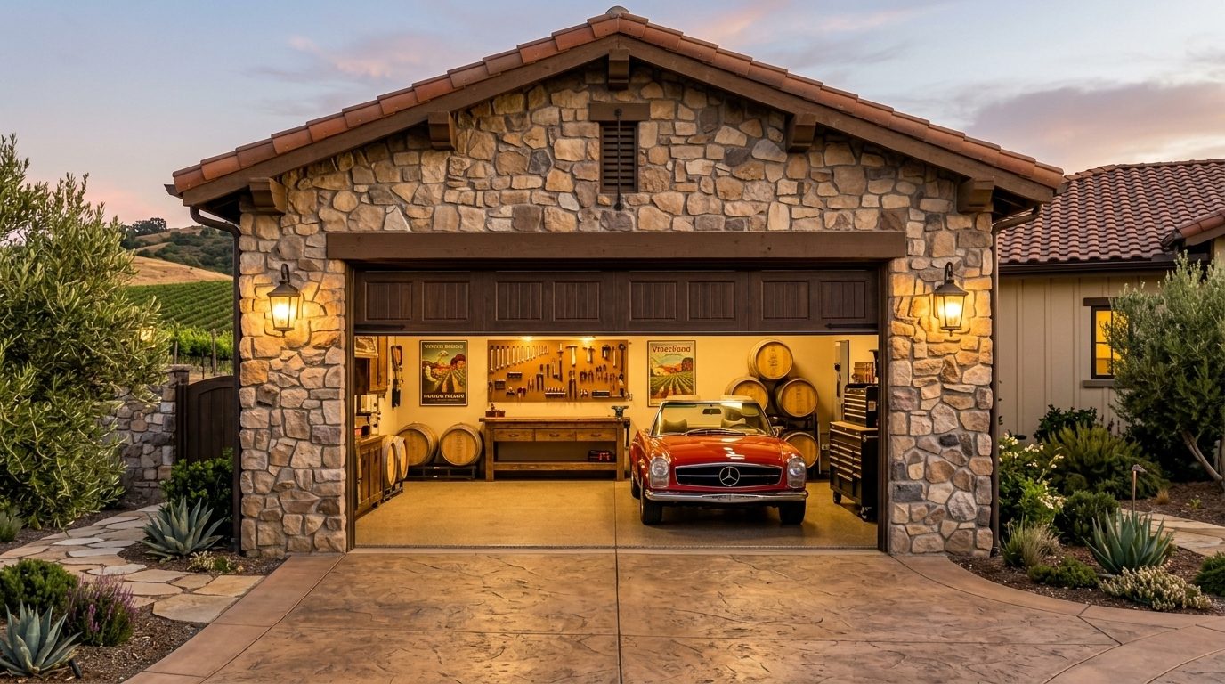 Harrison Garage Door Services Garage Door Gliding Open Revealing Warm Illuminated Interior